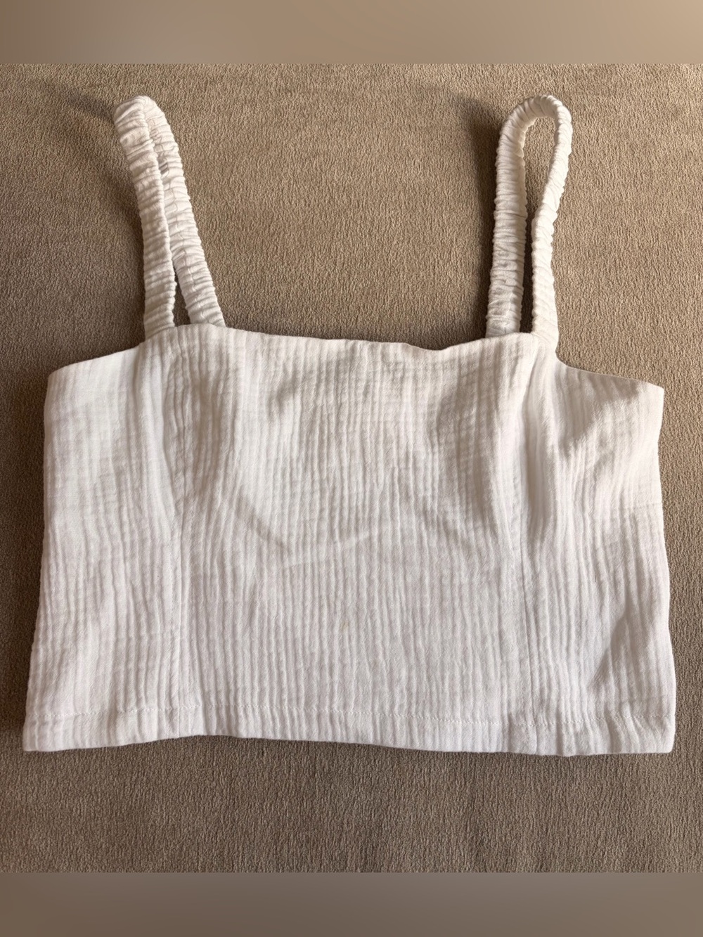 Z Supply White Smocked Crop Tank Top Size Large